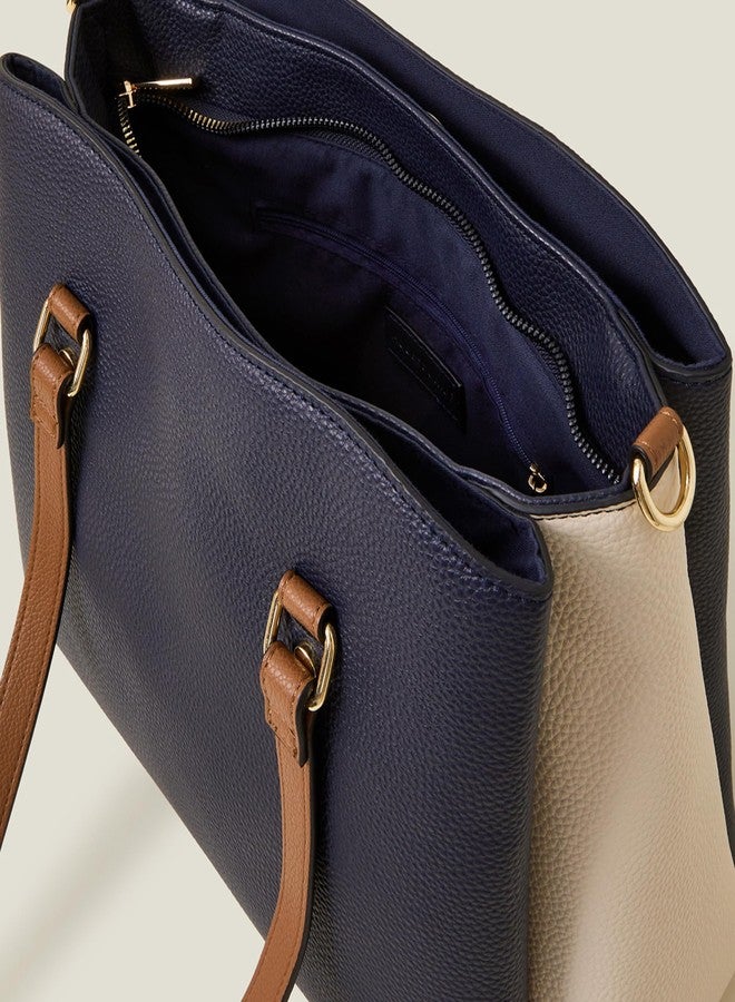 أكسيسورايز حقيبة كتف نسائية من أكسسورايز لندن، لون أزرق متداخل | حقائب يد نسائية للاستخدام المكتبي | حقيبة عمل نسائية | حقيبة كتف نسائية || تتسع لأجهزة كمبيوتر محمول حتى 14 بوصة - Image 4